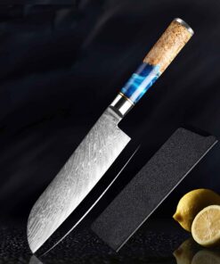 Muxel Santoku Damastmesser für Profis & Liebhaber im Küchenbereich mit schärfstem Klingengefühl und robustem Kehlprofil