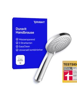 Duravit Universal Duschkopf: Wassersparend, 3 Strahlarten, Chrom, reinigungsfreundlich, ideal für Badesign