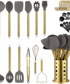 Golden Küchenutensilien Set Antihaft-Silikon Kochutensilien, spülmaschinenfest, perfekt für Professionelle Köche