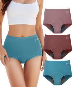 Stark blutende Damen Periodenunterschwäsche High Waist 3er Pack | Baumwoll Periodenunterschwäsche für Frauen High Waist