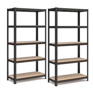 SONGMICS Schwerlastregal, Stahlgestell, bis 875 kg belastbar, für Keller, 40 x 90 x 180 cm, 5 verstellbare Ablagen, schw