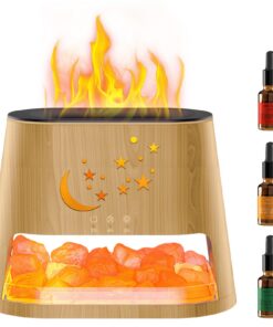 ETHERISCHE-OLLE-DIFFUSER-FLAMMENEFFEKT |DIFFUSER-260ML-SALZSTEIN-LAMPE-LED-TIMER |AROMA-DIFFUSER-FLAMMENEFFEKT-7-FARBEN-