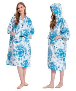 OLAOLA Surf Poncho mit Kapuze & Tasche - Schnelltrocknend Mikrofaser Badeponcho für Strand Erwachsene