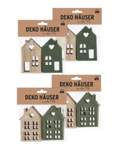 Spetebo Holz Häuser zum Dekorieren - DIY Kreativset - Weihnachtsdeko für Familien - Winterdeko für den Hausinterieur - 1