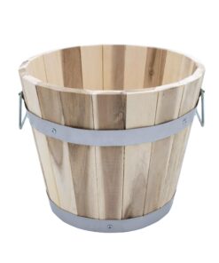 Spetebo Garten Deko Holz Pflanzeimer mit Griffen - Übertopf Pflanzkübel für Außen - Blumentopf - 28 x 23 cm - Blumeneime