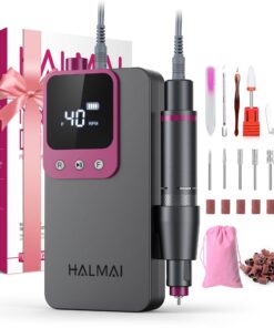 Halloffi Elektrischer Nagelfräser Professionell, Tragbare Nagelfeile für Acryl-Gel-Nägel, Kabelloses wiederaufladbares N