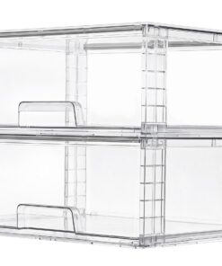 Vtopmart 2er-Set Stapelbare Klare Acryl Aufbewahrungsschubladen Organizer für Bad unterm Waschbecken & Küche ClimeCo Cer