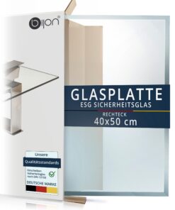 bijon ESG Sicherheitsglas Glasplatte Rechteck 40x50 cm - Für Esstisch Couchtisch Kaminschutz