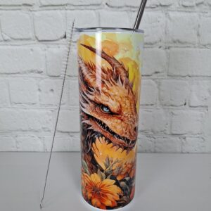 Drachen Doppelwandiger Edelstahl-Thermo Becher, 20oz, kalte und warme Getränke, mit Trinkhalm