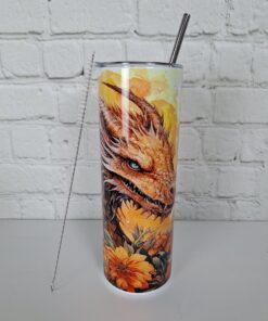 Drachen Doppelwandiger Edelstahl-Thermo Tumbler, 20oz, kalte und warme Getränke, mit Trinkhalm