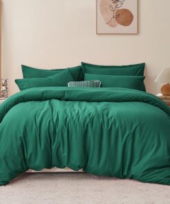 RUIKASI Waldgrünes Bettbezug-Set, weich, doppelt gebürstet, ideal für familienfreundliche Zimmer, praktischer Reißversch