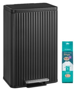 SONGMICS Abfalleimer Küche tintenschwarz 50 Liter Softclose Pedal Tretmüll