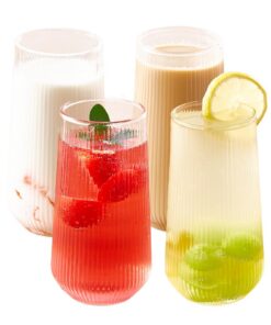 NSXIN Latte Macchiato Kristallgläser 400ml 2er Set | Hitzebeständig | Modern & Functional | Tipo B 500ml 4 Stk