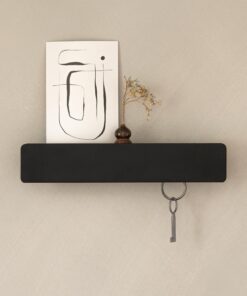 Kazai Schlüsselbrett 'Kian' | Minimalistisches Metall-Design Schwarz | Flur-Wand-Halter mit Ablage