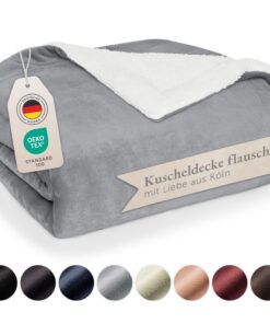 Blumtal Premium Sherpa Kuscheldecke flauschig - Oeko-Tex zertifiziert - Wohn- & Kuscheldecke - super Flauschigkeit und W