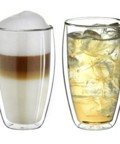 Creano 2er Set Doppelwandige Latte Macchiato-Gläser 400ml - Thermoglas für Kaffeekonnoisseur | Creano 2er Set Doppelwan
