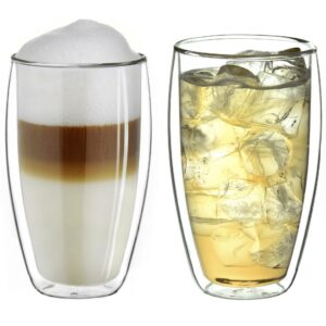 Creano 2er Set Doppelwandige Latte Macchiato-Gläser 400ml - Thermoglas für Kaffeekonnoisseur | Creano 2er Set Doppelwan