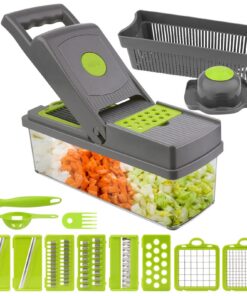 15 in 1 Multifunktions Gemüseschneider Edelstahl - 8 Austauschbare Klingen Mandoline Würfelschneider
