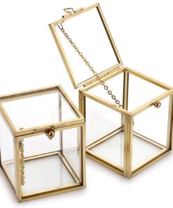 SUMTree Goldene Vintage-Schmuckschatulle für Schmuck und Ringe Quadrat Klein Geschenkidee