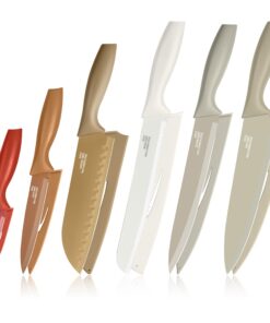 Homikit Küchenmesser Set 6-teilig + Edelstahl + Allzweckmesser für Schneiden & Fleischäberschneiden + Cooks & Küchenbehe