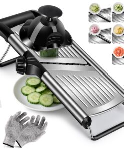 MASTERTOP Gemüsehobel Mandoline Edelstahl 5-In-1 mit Klingenschützer Verstellbar Dünne Scheiben Küchen-Gadgets