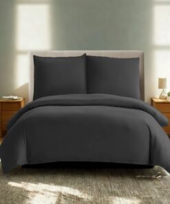 Kомfortec Premium Superweiches Bettwäsche 155x220 cm + Kissenbezüge 80x80 cm, gebürstet 100% Mikrofaser, Anthrazit OEKO-