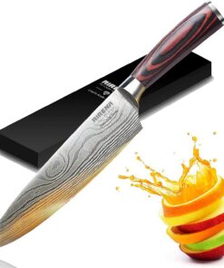 Kochmesser 8", Premium Ultrascharfes Japanisches Damaststahl-Messer mit Rostfreiem deutschen Stahl - Perfekt für Premium