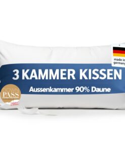 3-Kammer-Daunenkissen-40x80-Made-in-Germany|Premium-Kopfkissen-90%-Daune|Kuschelweiches-Kissen-40x80-Allergiker-geignet|