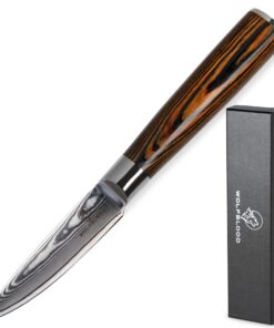 Wolfblood Damastmesser für Küche und Büro TÜV geprüfter 62 HRC Damaststahl Geschenkboxetrieblich Wolfblood 62 HRC Damast