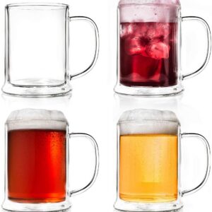 Creano doppelwandiges Thermoglas Bierglas für Männer und Frauen, ideales Geschenk für Outdoor-Events (4x 500ml) Creano