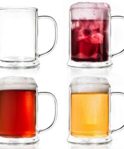 Creano doppelwandiges Thermoglas Bierglas für Männer und Frauen, ideales Geschenk für Outdoor-Events (4x 500ml) Creano