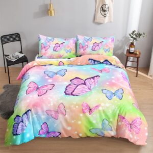 HOSIMA Aquarell-Schmetterlings-Bettwäsche-Set für Mädchen
