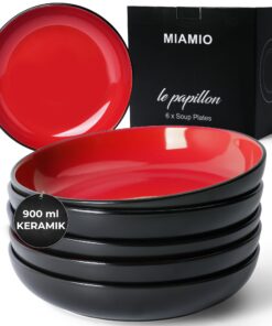 MIAMIO 900 ml Geschirrset - Le Papillon Kollektion für Familie & Freundesgruppe - Suppenteller (6x)