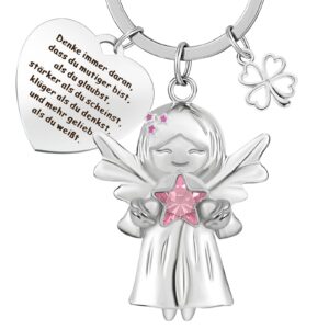 YPLonon Glücksbringer Schlüsselanhänger Edelsteine Rosa-Stern Aufmunterung Weihnachten Freundin Freund Kollegen
