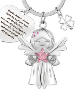 YPLonon Glücksbringer Schlüsselanhänger Edelsteine Rosa-Stern Aufmunterung Weihnachten Freundin Freund Kollegen