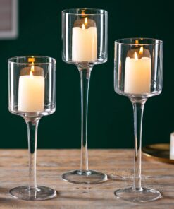 Sziqiqi Teelichthalter Glas 3 Stück - Elegante Windlichter Tischdekoration Hochzeit Party