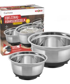 TELE WELT Cucinova Edelstahl Rührschüssel 2er Set - Ideal für Küchenliebhaber - Essig-Saugnäpfchen inklusive