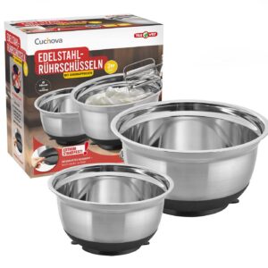 TELE WELT Cucinova Edelstahl Rührschüssel 2er Set - Ideal für Küchenliebhaber - Essig-Saugnäpfchen inklusive