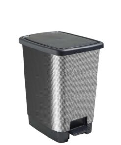 Sundis Cover Bin, 30l Mülleimer mit Pedal und Deckel, recycelter Kunststoff,Carbon-Look, rechteckig für Küche und Büro