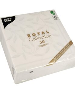 Papstar New Mediterran ROYAL Collection Weiß 50 Stück 1/4-Falz 40 cm x 40 cm Servietten #11652