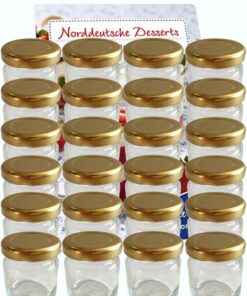 hocz 20er Set Mini Sturzgläser 37ml Gold Schraubdeckel für Honig Marmelade Kaviar