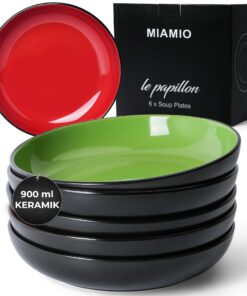 MIAMIO 900 ml Geschirrset - Le Papillon Kollektion, Suppenteller für familienfreundliche Mahlzeiten