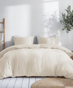 DREAMZIE Bettwäsche Set 200x200 Mako Satin - Beige - Ausgehend von der Qualität für die gesamte Familie - Hochwertige Be