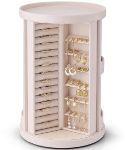 Vlando 360° Drehbar Schmuckkästchen für Halsketten, Ohrringe und Armbänder, perfekt für Frauen, bijektives Aufbewahrungs