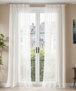 TOPICK Gardinen mit Kräuselband für Wohnzimmer und Schlafzimmer H225xB140 cm lichtdurchlässig OEKO-TEX STANDARD 100 Weiß