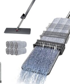 Flachmopp Masthome Grau+Rot für Hartholz Bodenreinigung mit Auswringfunktion und Edelstahlgriff Flachmopp Set Masthome 6