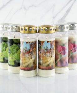 HOFER 6er Grabkerzen Set 7 Tage Brenndauer | Stille Select Trauerkerzen | Grablicht, Friedhofskerze mit Motiv und Spruch