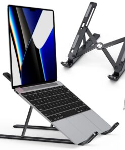 ivoler Laptop Ständer, Faltbarer Aluminium-Riser, Tragbar Belüfteter Notebook Ständer für 10-15,6" Laptop - Schwarz iv