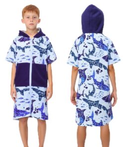 MOEMOE BABY Badeponcho Kinder mit Kapuze 100% Baumwolle OEKO-TEX für Jungen Mädchen 5-14 Jahre