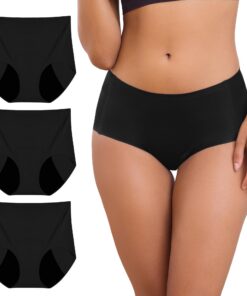 INNERSY Periodenunterwäsche leicht für Blutungen nähtlos hohe Taille 3er Pack OEKO-TEX